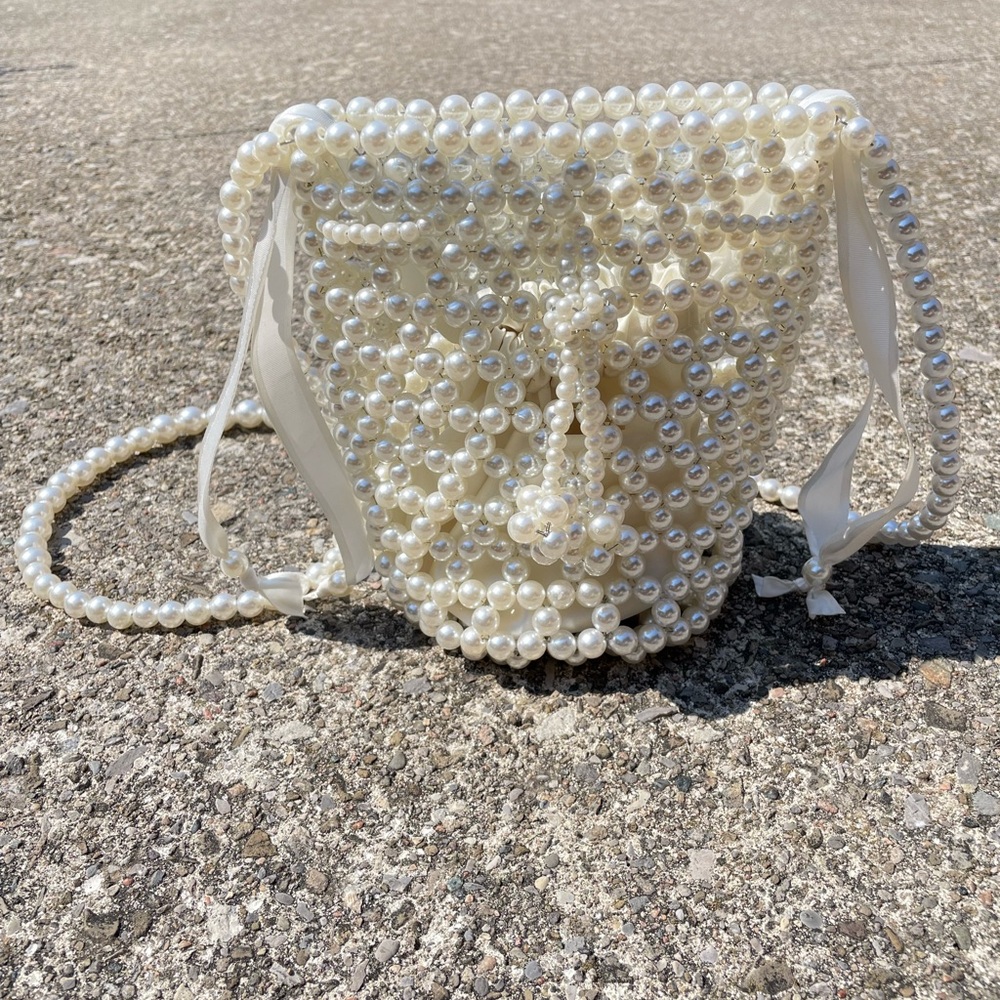 Faux pearl beaded bag